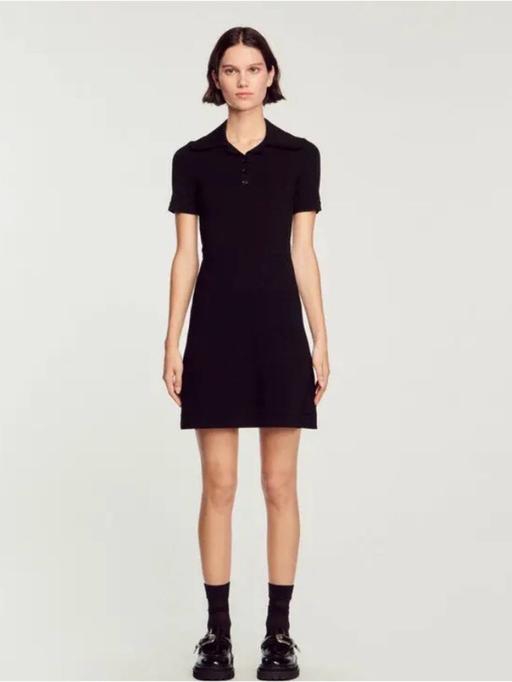 Sandro Ribbed Knit Black Mini Dress US Size Small